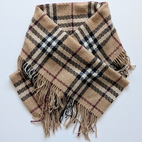 Burberry Accessories - Burberry Fringe Happy Nova Check large Camel Shawl wrap Scarf